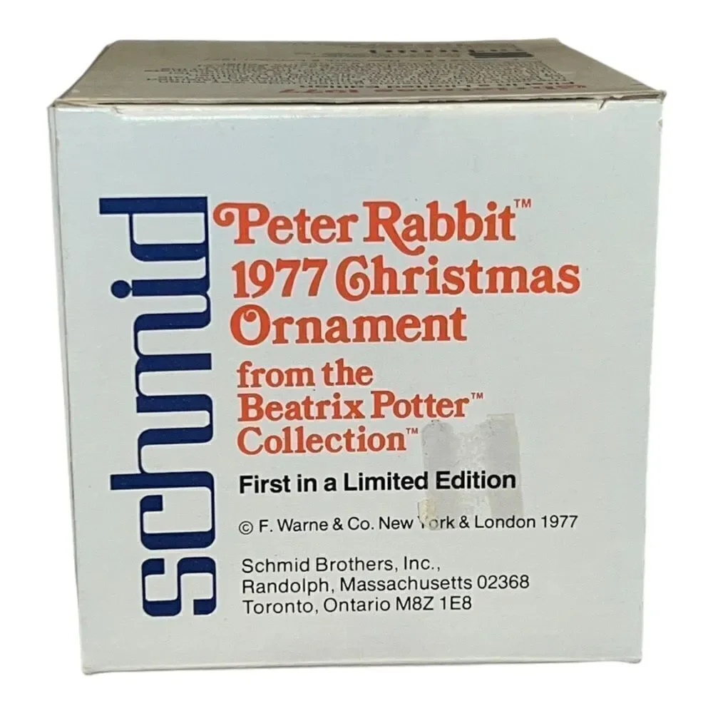 Schmid 1977 Peter Rabbit 1st Limited Edition Beatrix Potter Glass Ornament w Box